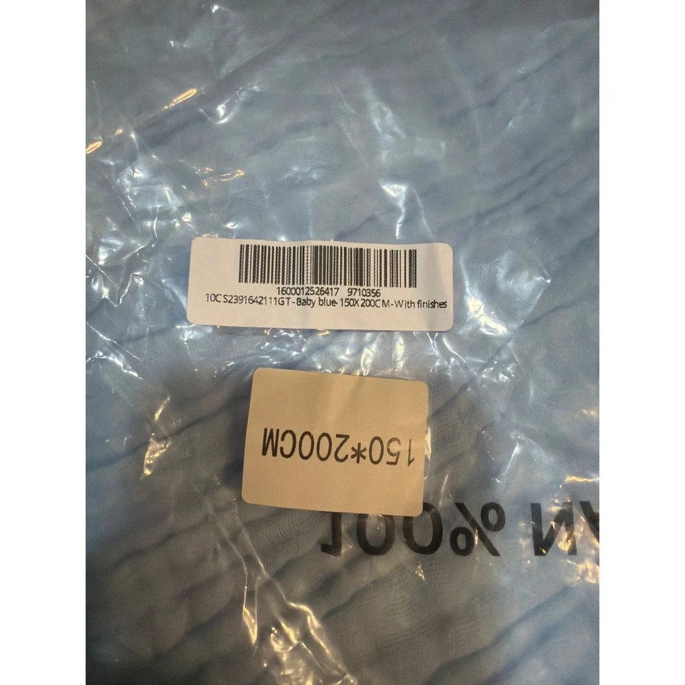 The Fleece Company Muslin Blanket Baby Blue 100% Cotton Large Throw 60x80